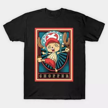 Men Black Print T-shirt Super Large TShirtOne Piece Anime - Chopper No-Cut Transfer Paper Print Cotton Tshirt M чёрный