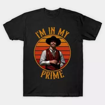 Men Black Print T-shirt Super Large TShirt Doc Holiday: I m In My Prime - Tombstone No-Cut Transfer Paper Print Cotton Tshirt 2XL чёрный