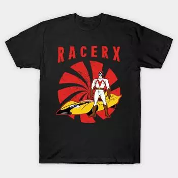 Мужская черная футболка с принтом, очень большая футболкаRetro Racer X No-Cut Transfer Paper Print Cotton Tshirt 4XL чёрный
