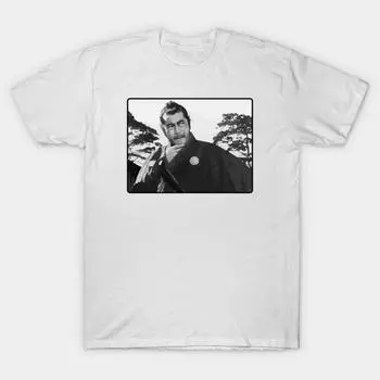 Men Black Print T-shirt Super Large TShirtSanjuro / Yojimbo- Toshiro Mifune No-Cut Transfer Paper Print Cotton Tshirt 2XL белый