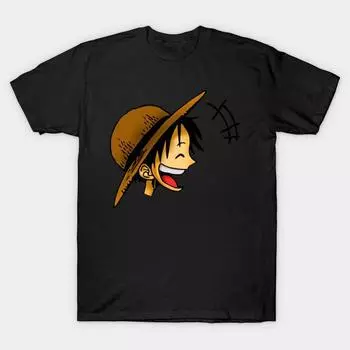 Men Black Print T-shirt Super Large TShirt mugiwara-head No-Cut Transfer Paper Print Cotton Tshirt S чёрный