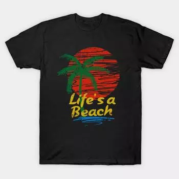 Men Black Print T-shirt Super Large TShirt lifes-a-beach No-Cut Transfer Paper Print Cotton Tshirt S чёрный