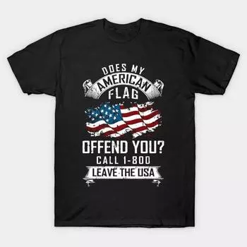 Men Black Print T-shirt Super Large TShirt does-my-american-flag-offend-you No-Cut Transfer Paper Print Cotton Tshirt XL чёрный