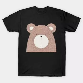 Men Black Print T-shirt Super Large TShirt cute-bear No-Cut Transfer Paper Print Cotton Tshirt S чёрный