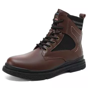 Men Boots 2024 New Fashion Shoes Man Outdoor Comfy Classic Male Shoes Durable Outsole Men Casual Boots Motorcycle Boots Tooling 38 чёрный