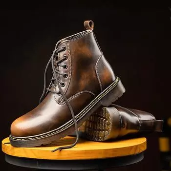 Мужские ботинки повседневные кожаные ботинки зимние панк мотоциклетные уличные зимние ботинки мужские теплые зимние ботинки милитари большой размер 38-47 38