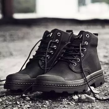 Мужские ботинки, модные, повседневные, из натуральной кожи, мотоциклетные, ботильоны, мужские, ручной работы, военные, винтажные, британский стиль 38
