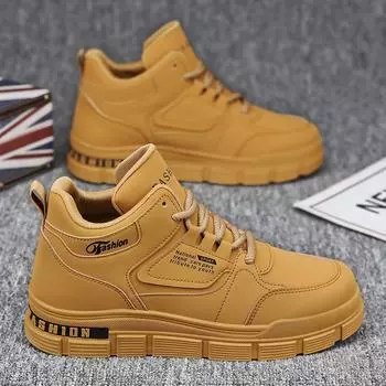 Men Boots New High Top Leather Face Men s Shoes Outdoor Wear Resistant Fashion Sports Running Work Boots Snow Boots 39 чёрный