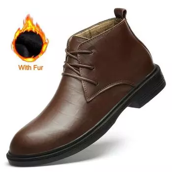 Men Boots Winter New Luxury Men Shoes Genuine Leather Casual shoes Fashion British Style High-top Chelsea Boots Business shoes 36