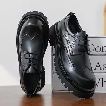 Men Business Brock Thick-soled Leather Shoes Men Casual Lace-up Business Durable Training Leather Shoes Social Shoes Size 38-46 38