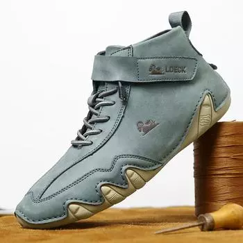 Men Casual Boots Leather Men Shoes Luxury Ankle Boots Waterproof Winter Sport Shoes for Men Motorcycle Boots platform zapatos 37 хаки