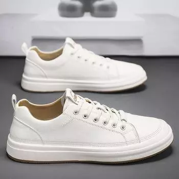 Men Casual Leather Flat Muller Shoe 2024New High Quality Antiskid Male Lace-Up Round Toe Comfy Thick Bottom Tenis Masculino Shoe 39 чёрный