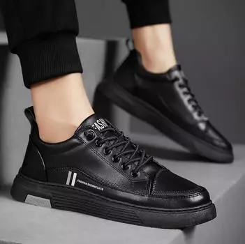 Men Casual Leather Shoes Fashion Formal Dress Shoes British Style Ankle Shoes Breathable Comfortable Oxfords for Male 39 чёрный