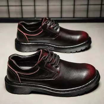 Men Casual Leather Soft Sole Business Shoes Low Top Non Slip and Shockproof Youth Conference Wedding Shoes Outdoor Walking Shoes 38 чёрный