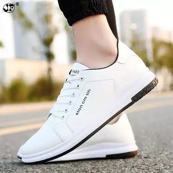Men casual shoes 2024 new breathable pu leather shoes men sneakers tenis masculino adulto spring lace-up flats men shoes855 6.5 чёрный