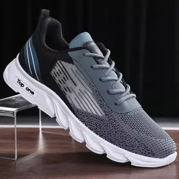 Men Casual Shoes Flywoven Mesh Sneakers Breathable Fashion Men s Vulcanized Shoes Male Soft Sneakers Summer Casual Sports Shoes 39 темно-синий