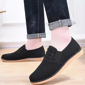 Men Casual Shoes High-quality Brand Fashion Men Shoes One Pedal All Brown Canvas Shoes Casual Sets of Men Breathable Cloth Shoes 39 коричневый