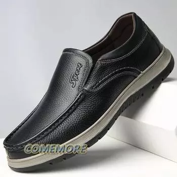 Men Casual Shoes Leather Luxe Loafers Sneakers 2024 New Fashion Platform Comfortable Flat Handmade Retro Loafer Shoes Mens Shoes 38 коричневый