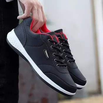 Men Casual Shoes Light PU Leather Sneakers Classical Running Shoes Men Comfort Outdoor walking Flats Jogging Sport Shoes 39 синий