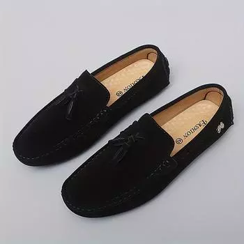 Men Casual Shoes Luxury Brand 2024 Mens Loafers Moccasins Breathable Slip on Black Driving Shoes Plus Size 35-48 Designer Shoes 35 чёрный