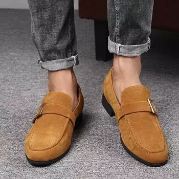Men Casual Shoes Men s New Matte Breathable Youth Loafers Men Pointed Casual British Business One Pedal Men Shoes 6.5 чёрный