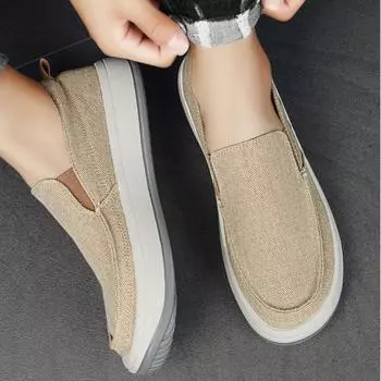 Men Casual Shoes New Casual Men s Shoes Fashion Versatile Canvas Shoes Breathable Wear Resistant Loafers Men Espadrilles 39 чёрный