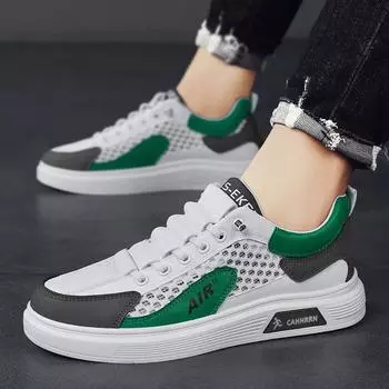 Men Casual Sneakers 2024 New Fashion Lace-up White Shoes Student Comfort Sport Ventilation Vulcanized Shoes Zapatillas De Hombre 38 белый