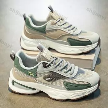 Men Casual Sneakers Autumn Platform Running Shoes Breathable Sports Shoes Fashion thick sole non-slip Sneakers Tenis Masculino 39 зелёный