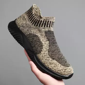 Men Casual Sneakers Breathable Socks Shoes Men Sneakers 2024 Fashion Male Casual Walking Comfortable Black Sneakers Men Shoes 39 хаки