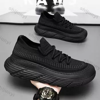 Men Casual Sneakers Spring Autumn Trendy Breathable Soft Male Sports Shoes Fashion Solid Woven Mesh Running Slip-on Sports Shoes 39 хаки