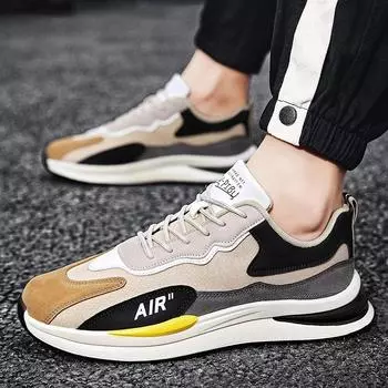 Мужские повседневные кроссовки, модные универсальные мужские спортивные кроссовки с толстой подошвой, легкие, износостойкие, дышащие, на все сезоны, новые, популярные 39 бежевый