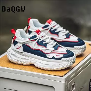 Men Casual Sports Shoes Platform Skateboard Fashion Summer Outdoor Running Tennis Shoes Lace Up Chunky Sneakers Size 39-44 39