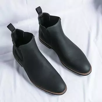 Men Chelsea Boots Black Brown Business Handmade Mens Short Boots Motorcycle Boots Free Shhipping Size 38-46 38 коричневый