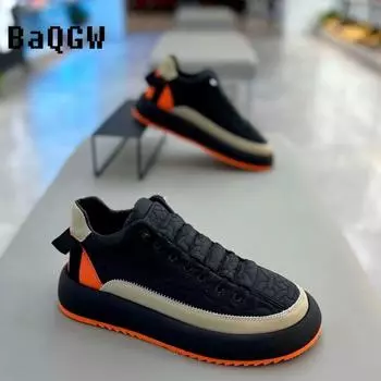 Men Chunky Sneakers Shoes Tennis Sports Slip-On Color Block Height Increased Skateboarding Walking Shoes Casual Shoes for Male 38