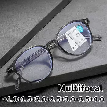 Мужские классические очки Progressvie Multifocal для чтения, женские сверхлегкие очки для дальнего зрения, унисекс, винтажные, трендовые, гиперметропия +1,0+4,0 +1.0