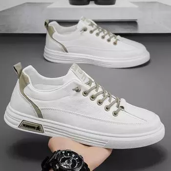 Men Classic White Board Shoes Black Low Top Sports Shoes Lace up Flat Light Youth Skateboard Shoes Casual Running Sneakers 43