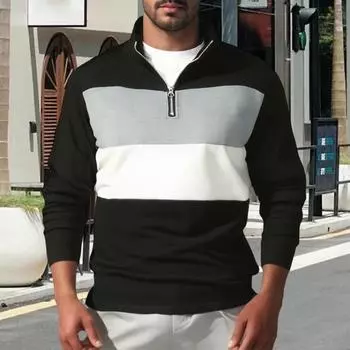 Men Colorblock - Mens Long Sleeve Sweatshirts Stand Collar Fall Outfits L