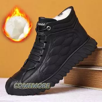 Men Cotton Footwear 2025 Winter Plush Cold Snow Resistant Work Boots Comfortable Outdoor Casual Shoes Fashion Short Boot Fashion 39 коричневый