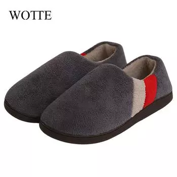 Men Cotton Slippers Home Memory foam Winter Indoor Slippers Male Comfy Flock Non-slip House Shoes For Men Big size 4748 37-38(Suit 36-37) хаки