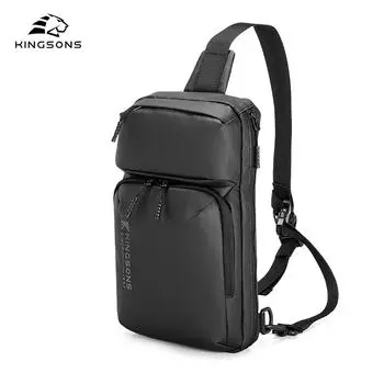 Men Crossbody Bag Kingsons Waterproof Chest Bag 2025 New Concise Design Business Sling Bag 9.7 inch Tablet Bag Black KS3336W чёрный