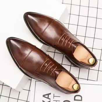 Men Dress Pointed Derby Shoes Luxury Business Social Suits Quality Handmade Fashion Wedding Shoes for Man 2025 New Formal Shoes 38