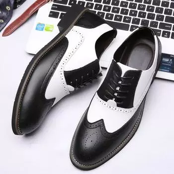 Men Dress Shoes Genuine Leather Fashion Groom Wedding Shoes Luxury Italian Style Oxford Shoes Mens Business Office Work Footwear 38 коричневый