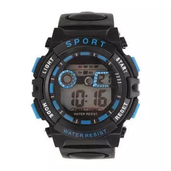 Men Electronic Watch WR50M Waterproof Multi Functional Digital Sports Watch with Luminous Light чёрный/синий
