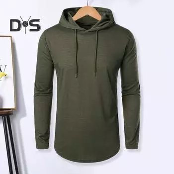 Мужская осенняя толстовка с длинными рукавами и капюшоном на шнурке, однотонная, средней длины, мягкая, повседневная, простой стиль, теплая мужская верхняя толстовка, осенняя одежда M белый