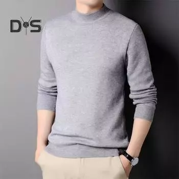 Мужской свитер осень-зима с круглым вырезом и длинным рукавом, вязаный мягкий, теплый, облегающий, деловой, эластичный, однотонный, не садится, мужской повседневный свитер L чёрный