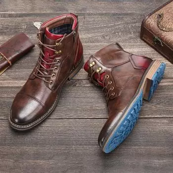 Men Fashion Boots New Arrival Britsh Vintage Leather Boots Shoes Men Autumn Winter Design Men s Ankle Boots Plus Size 38