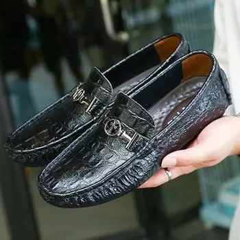 Men Fashion Casual Shoes Genuine cowhide Spring Summer Men Slip On Shoes Casual Leather Men Loafers Moccasins Plus Size 38-45 38 коричневый