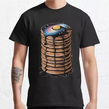 Men Fashion Casual Short Sleeves Galactic Pancake Stack Black Tees Oversized T-shirts S чёрный