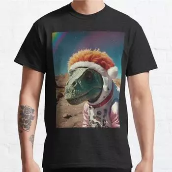 Men Fashion Casual Short Sleeves Sad Dinosaur In Christmas Planet Tops Aesthetic Vintage Oversized T-shirts S чёрный