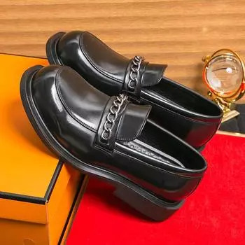 Men Fashion Le Fu Shoes Black Brown Big Head Thick soled Leather Shoes British Business Office Dress Shoes Sizes 38-46 Men Shoes 38